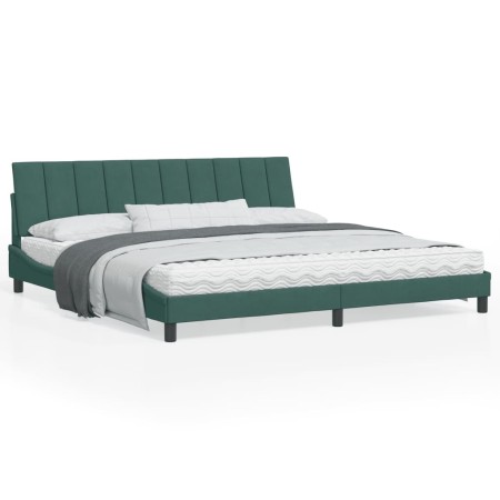 vidaXL Bettgestell mit Kopfteil Dunkelgrün 200x200 cm Samt