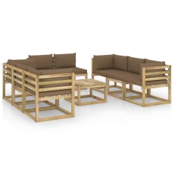 9-tlg. Garten-Lounge-Set mit Kissen Imprägniertes Kiefernholz