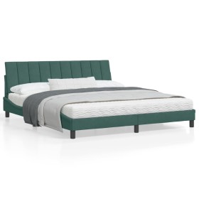 vidaXL Bettgestell mit Kopfteil Dunkelgrün 180x200 cm Samt