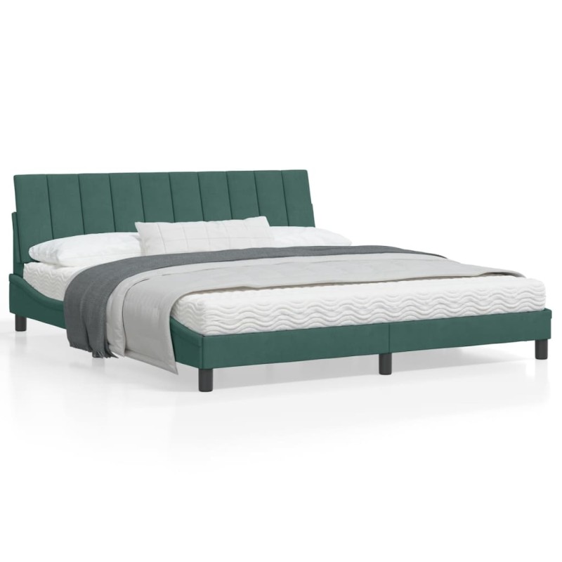 vidaXL Bettgestell mit Kopfteil Dunkelgrün 180x200 cm Samt vidaXL Bettgestell mit Kopfteil Dunkelgrün 180x200 cm Samt