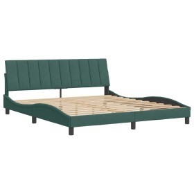 vidaXL Bettgestell mit Kopfteil Dunkelgrün 180x200 cm Samt