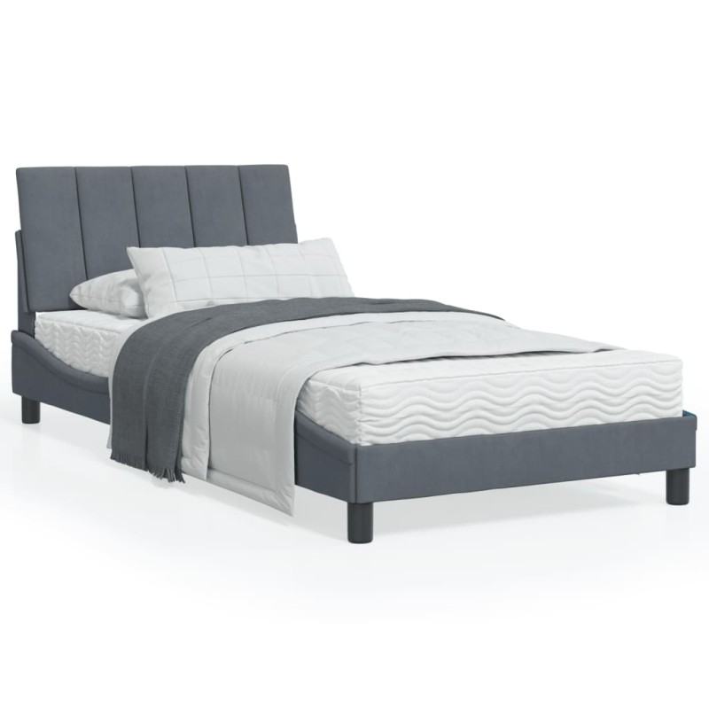 vidaXL Bettgestell mit Kopfteil Dunkelgrau 100x200 cm Samt vidaXL Bettgestell mit Kopfteil Dunkelgrau 100x200 cm Samt