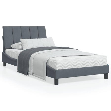 vidaXL Bettgestell mit Kopfteil Dunkelgrau 100x200 cm Samt