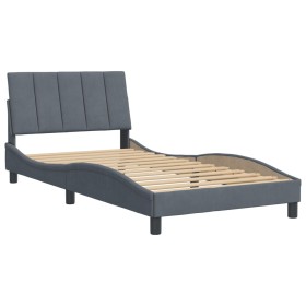 vidaXL Bettgestell mit Kopfteil Dunkelgrau 100x200 cm Samt