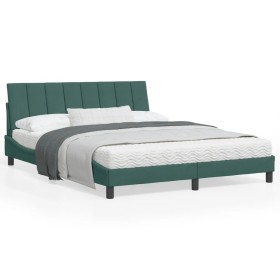 vidaXL Bettgestell mit Kopfteil Dunkelgrün 160x200 cm Samt