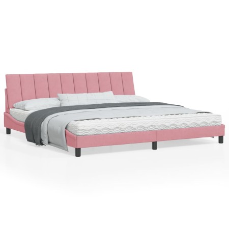 vidaXL Bettgestell mit Kopfteil Rosa 200x200 cm Samt