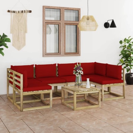 7-tlg. Garten-Lounge-Set mit Kissen Imprägniertes Kiefernholz