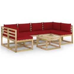 7-tlg. Garten-Lounge-Set mit Kissen Imprägniertes Kiefernholz