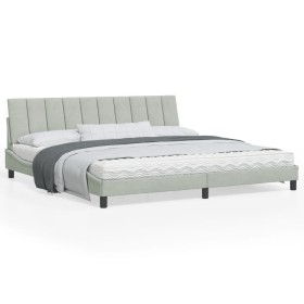 vidaXL Bettgestell mit Kopfteil Hellgrau 200x200 cm Samt