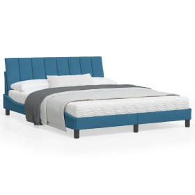 vidaXL Bettgestell mit Kopfteil Blau 160x200 cm Samt