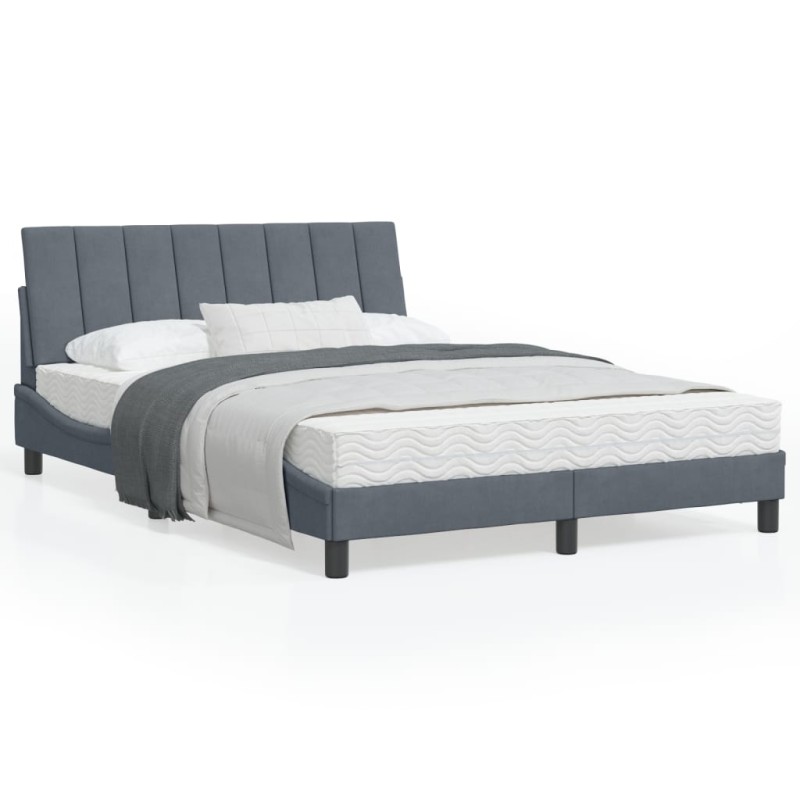vidaXL Bettgestell mit Kopfteil Dunkelgrau 140x200 cm Samt vidaXL Bettgestell mit Kopfteil Dunkelgrau 140x200 cm Samt
