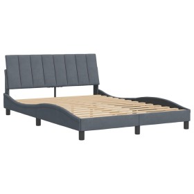 vidaXL Bettgestell mit Kopfteil Dunkelgrau 140x200 cm Samt