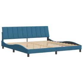 vidaXL Bettgestell mit Kopfteil Blau 200x200 cm Samt