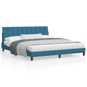 vidaXL Bettgestell mit Kopfteil Blau 180x200 cm Samt
