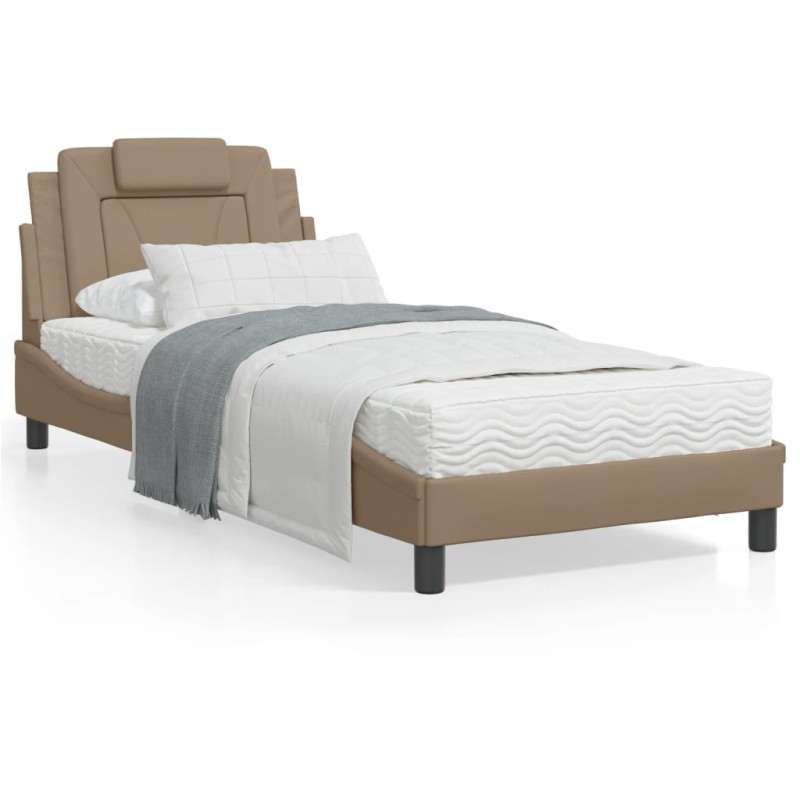 vidaXL Bettgestell mit Kopfteil Cappuccino-Braun 80x200 cm Kunstleder vidaXL Bettgestell mit Kopfteil Cappuccino-Braun 80x200 cm Kunstleder