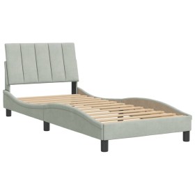 vidaXL Bettgestell mit Kopfteil Hellgrau 90x190 cm Samt