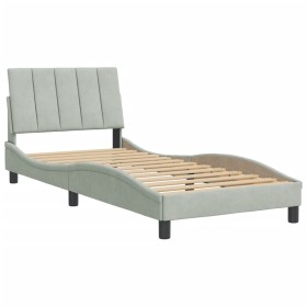 vidaXL Bettgestell mit Kopfteil Hellgrau 90x200 cm Samt