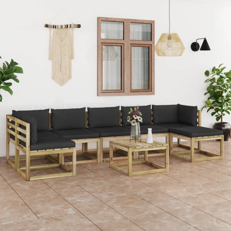 vidaXL 8-tlg. Garten-Lounge-Set mit Kissen Imprägniertes Kiefernholz vidaXL 8-tlg. Garten-Lounge-Set mit Kissen Imprägniertes Kiefernholz