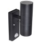 LED-Wandleuchte Edelstahl Zylinderform Schwarz mit Sensor LED-Wandleuchte Edelstahl Zylinderform Schwarz mit Sensor