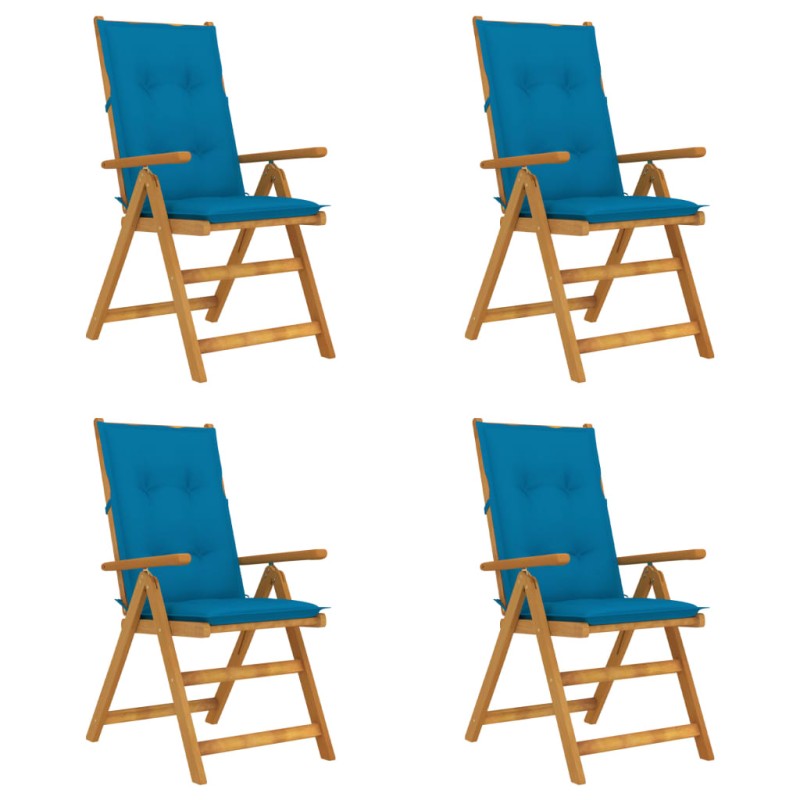 Verstellbare Gartenstühle 4 Stk. mit Auflagen Massivholz Akazie Verstellbare Gartenstühle 4 Stk. mit Auflagen Massivholz Akazie