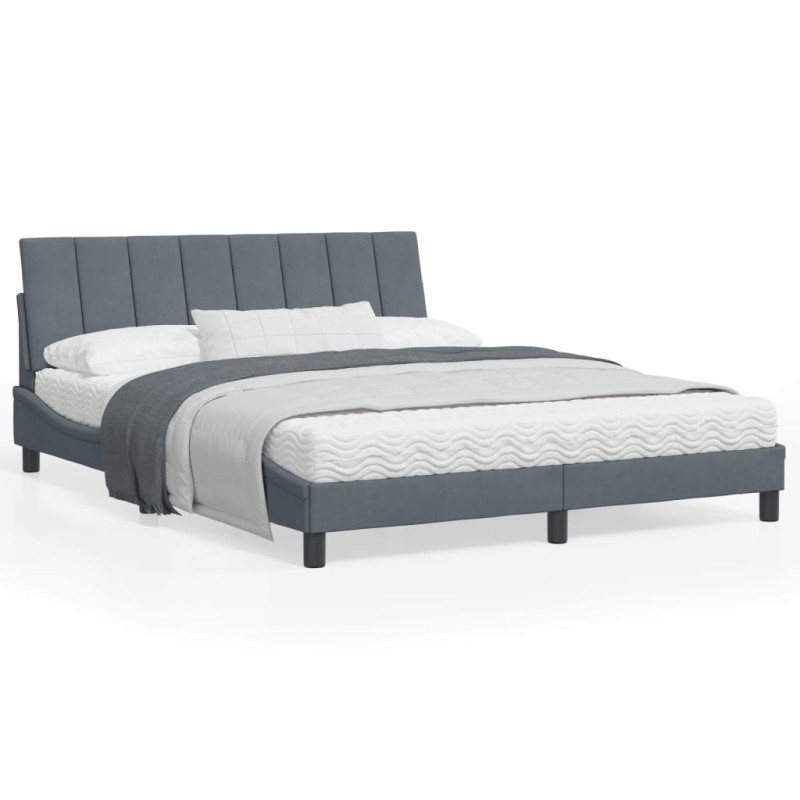 vidaXL Bettgestell mit Kopfteil Dunkelgrau 160x200 cm Samt vidaXL Bettgestell mit Kopfteil Dunkelgrau 160x200 cm Samt