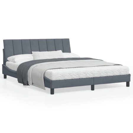 vidaXL Bettgestell mit Kopfteil Dunkelgrau 160x200 cm Samt