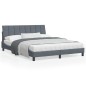 vidaXL Bettgestell mit Kopfteil Dunkelgrau 160x200 cm Samt vidaXL Bettgestell mit Kopfteil Dunkelgrau 160x200 cm Samt