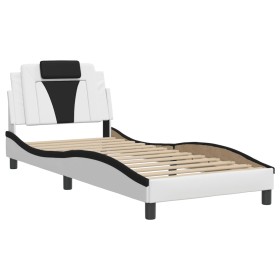 vidaXL Bettgestell mit Kopfteil Weiß und Schwarz 80x200 cm Kunstleder