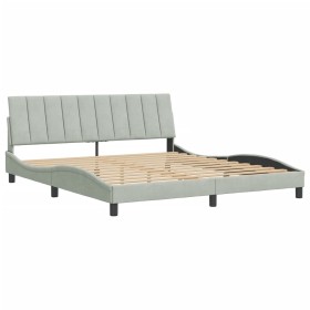 vidaXL Bettgestell mit Kopfteil Hellgrau 180x200 cm Samt