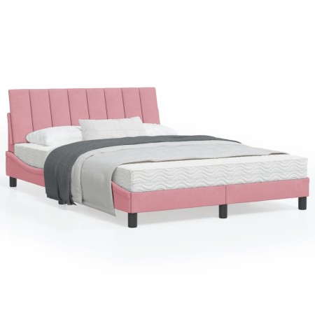vidaXL Bettgestell mit Kopfteil Rosa 120x200 cm Samt