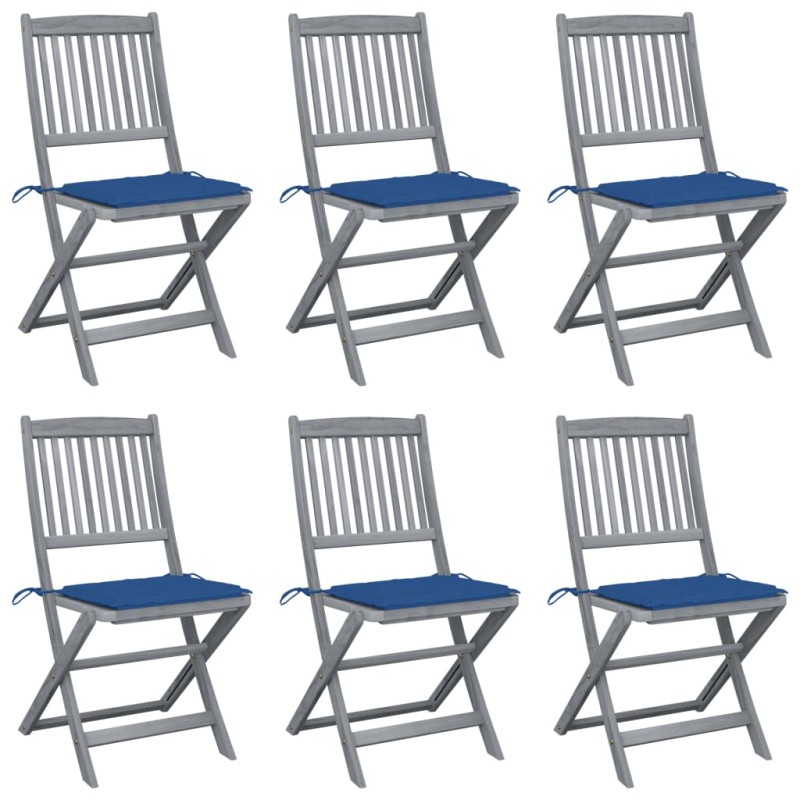 Klappbare Gartenstühle 6 Stk. mit Sitzkissen Massivholz Akazie Klappbare Gartenstühle 6 Stk. mit Sitzkissen Massivholz Akazie