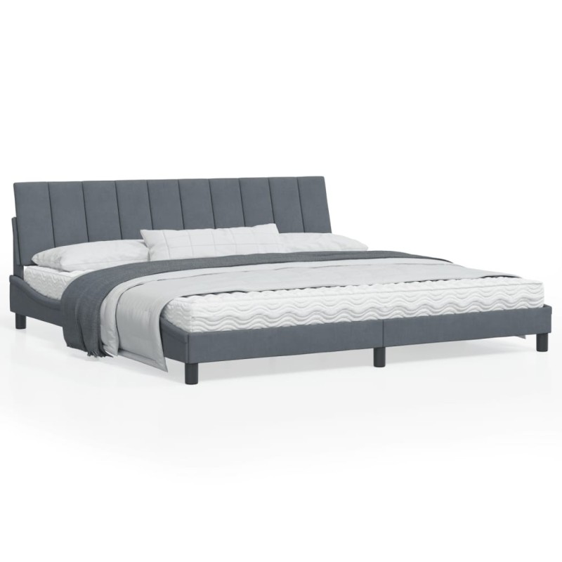 vidaXL Bettgestell mit Kopfteil Dunkelgrau 200x200 cm Samt vidaXL Bettgestell mit Kopfteil Dunkelgrau 200x200 cm Samt
