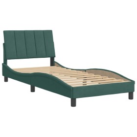 vidaXL Bettgestell mit Kopfteil Dunkelgrün 90x200 cm Samt