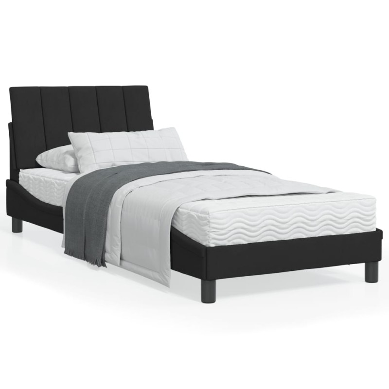 vidaXL Bettgestell mit LED Schwarz 90x190 cm Samt vidaXL Bettgestell mit LED Schwarz 90x190 cm Samt