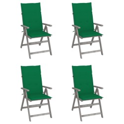 Verstellbare Gartenstühle 4 Stk. mit Auflagen Massivholz Akazie