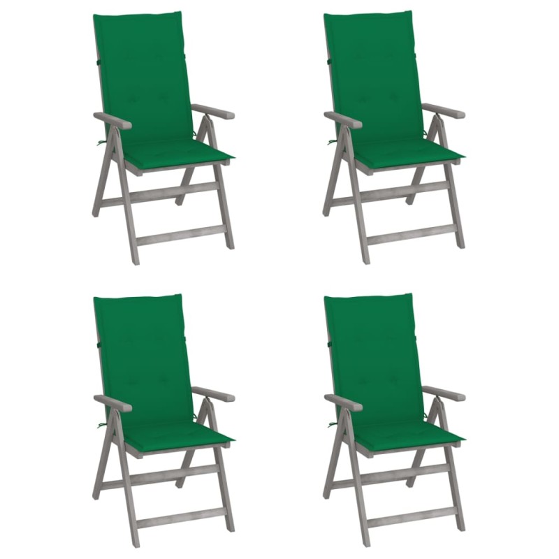 Verstellbare Gartenstühle 4 Stk. mit Auflagen Massivholz Akazie Verstellbare Gartenstühle 4 Stk. mit Auflagen Massivholz Akazie