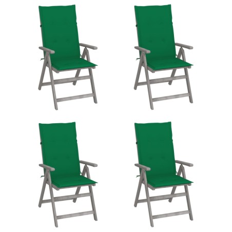 Verstellbare Gartenstühle 4 Stk. mit Auflagen Massivholz Akazie