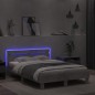 vidaXL Bettgestell mit Kopfteil LED-Beleuchtung Betongrau 135x190 cm vidaXL Bettgestell mit Kopfteil LED-Beleuchtung Betongrau 135x190 cm