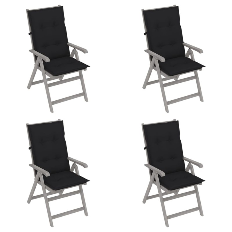 Verstellbare Gartenstühle 4 Stk. mit Auflagen Massivholz Akazie Verstellbare Gartenstühle 4 Stk. mit Auflagen Massivholz Akazie