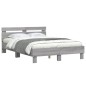 vidaXL Bettgestell mit Kopfteil LED-Beleuchtung Grau Sonoma 135x190 cm vidaXL Bettgestell mit Kopfteil LED-Beleuchtung Grau Sonoma 135x190 cm