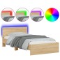 vidaXL Bettgestell mit Kopfteil & LED-Leuchten Sonoma-Eiche 100x200 cm vidaXL Bettgestell mit Kopfteil & LED-Leuchten Sonoma-Eiche 100x200 cm