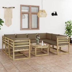 9-tlg. Garten-Lounge-Set mit Kissen Imprägniertes Kiefernholz