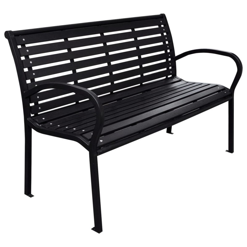 vidaXL Gartenbank Schwarz 116 cm Stahl und WPC vidaXL Gartenbank Schwarz 116 cm Stahl und WPC