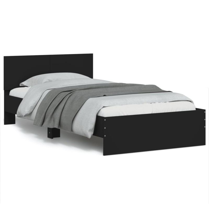 vidaXL Bettgestell mit Kopfteil und LED-Leuchten Schwarz 100x200 cm vidaXL Bettgestell mit Kopfteil und LED-Leuchten Schwarz 100x200 cm