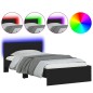 vidaXL Bettgestell mit Kopfteil und LED-Leuchten Schwarz 100x200 cm vidaXL Bettgestell mit Kopfteil und LED-Leuchten Schwarz 100x200 cm