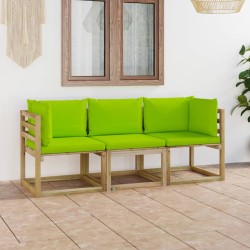 vidaXL 3-Sitzer-Gartensofa mit Hellgrünen Kissen
