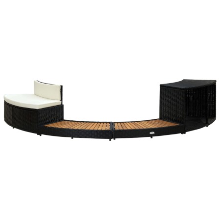 vidaXL Whirlpool-Einfassung Schwarz Poly Rattan und Massivholz Akazie