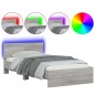 vidaXL Bettgestell mit Kopfteil und LED-Leuchten Grau Sonoma 100x200cm vidaXL Bettgestell mit Kopfteil und LED-Leuchten Grau Sonoma 100x200cm