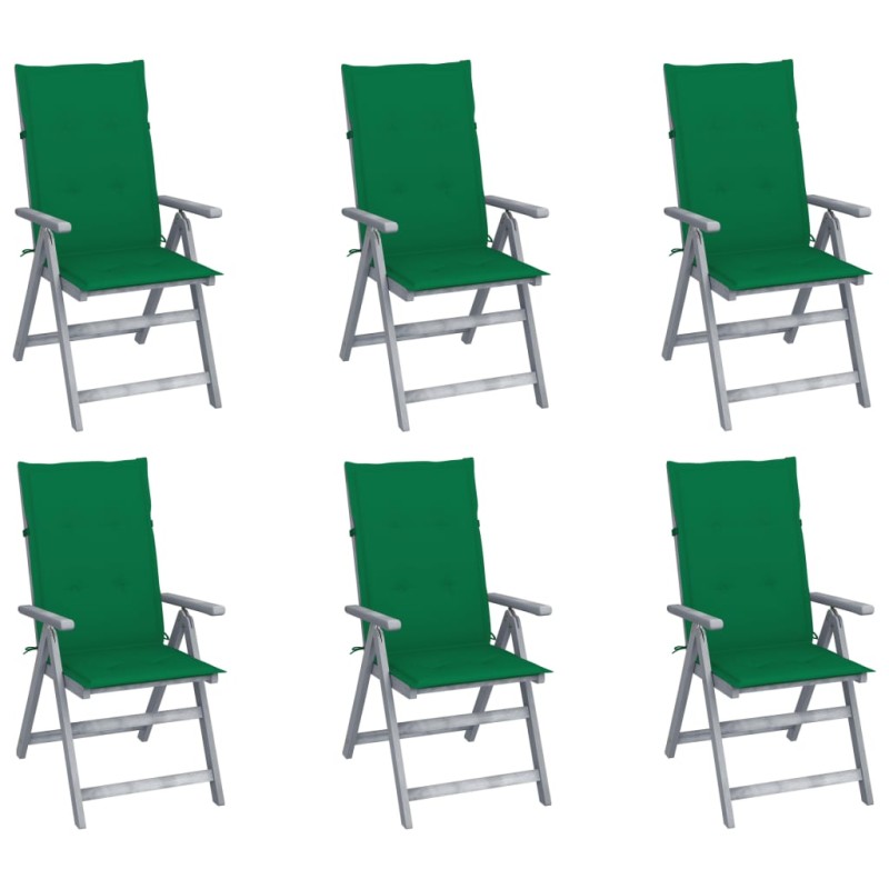 vidaXL Hochlehner Verstellbar 6 Stk. mit Auflagen Massivholz Akazie vidaXL Hochlehner Verstellbar 6 Stk. mit Auflagen Massivholz Akazie
