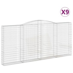 vidaXL Gabionen mit Hochbogen 9 Stk. 400x30x180/200cm Verzinktes Eisen